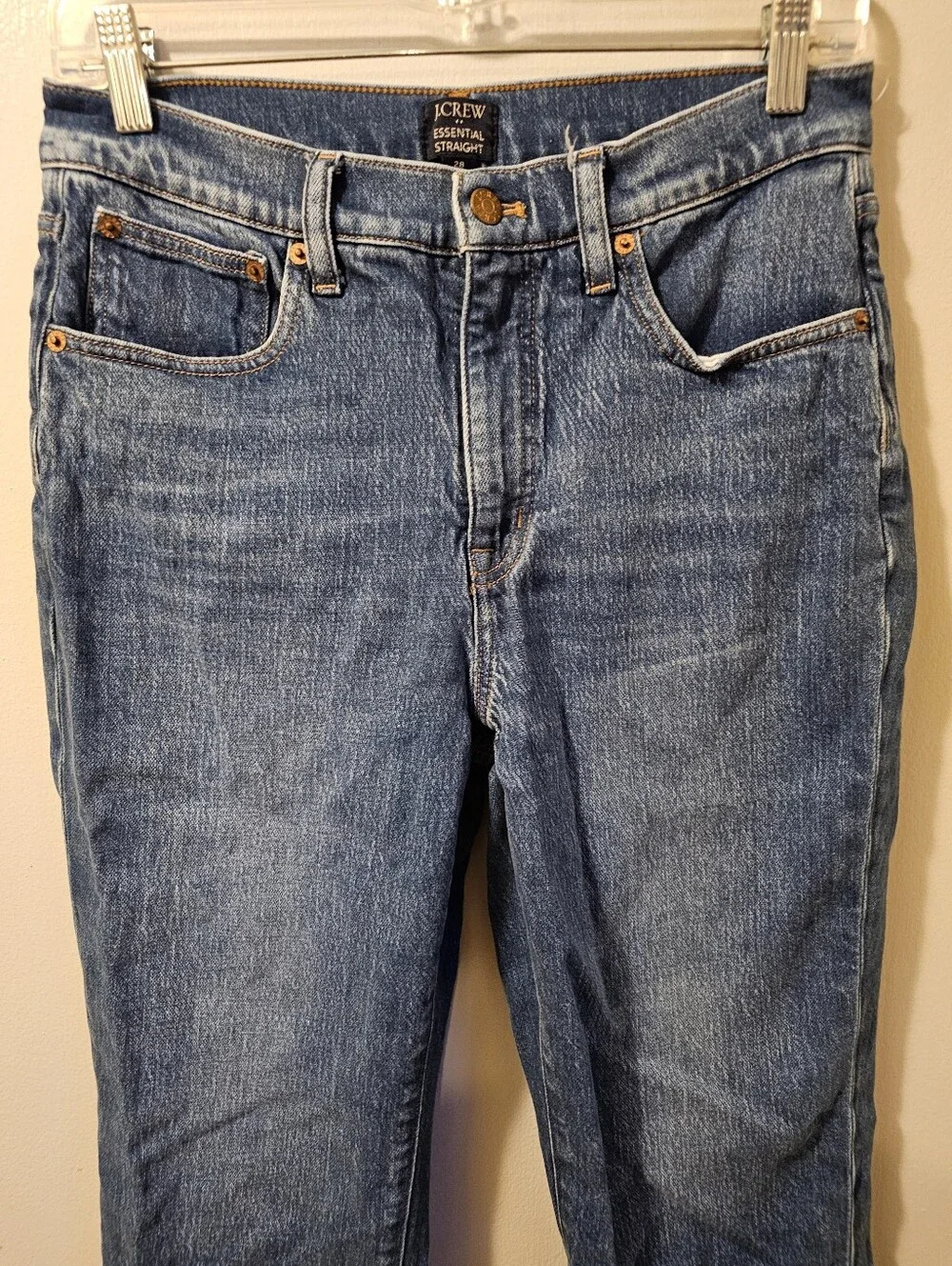 J.Crew Essential Straight Raw Hem Women's Size 28 Medium Blue Denim Jeans